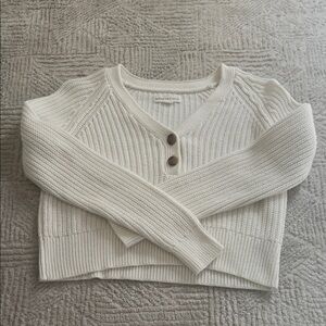 Juniors/Women’s  Cream V-Neck Aeropostale Cropped Sweater